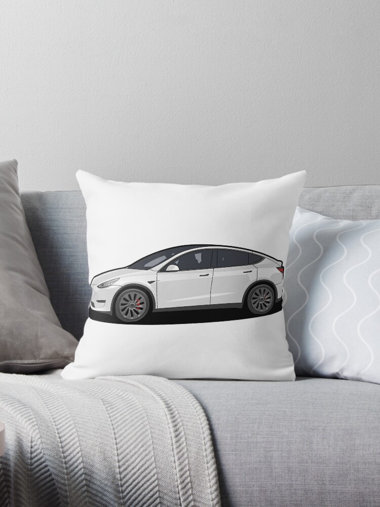 Tesla Model Y White | Throw Pillow