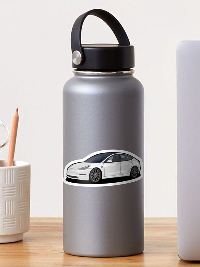 Tesla Model 3 Electric Car Sticker Waterproof, 3 Wide Ideal for Water  Bottle, Laptop, Phone, Helmet, Notebook, Planner 