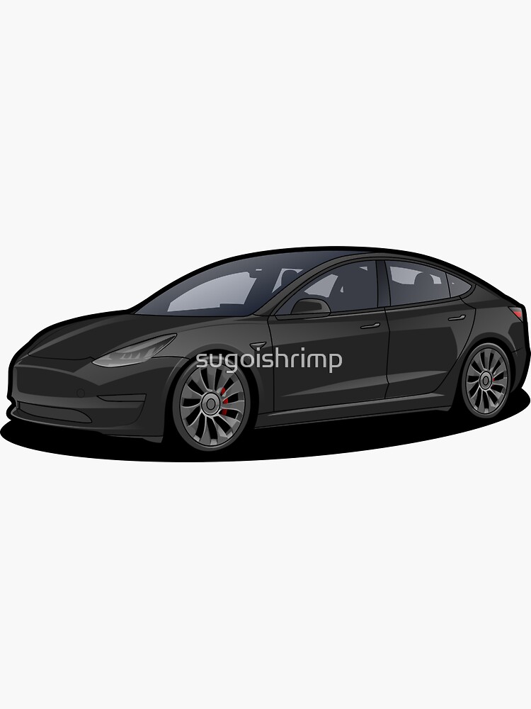 Sticker for Sale mit Tesla Model 3 Schwarz von sugoishrimp