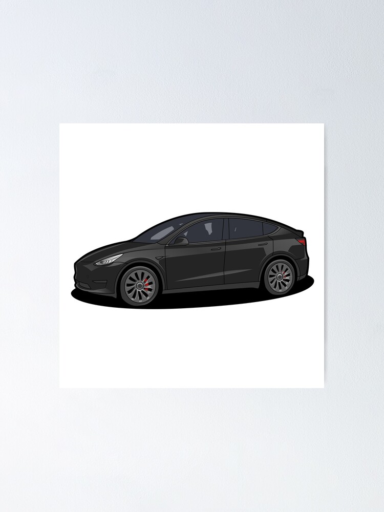 Tesla Model Y Black Poster By Sugoishrimp Redbubble
