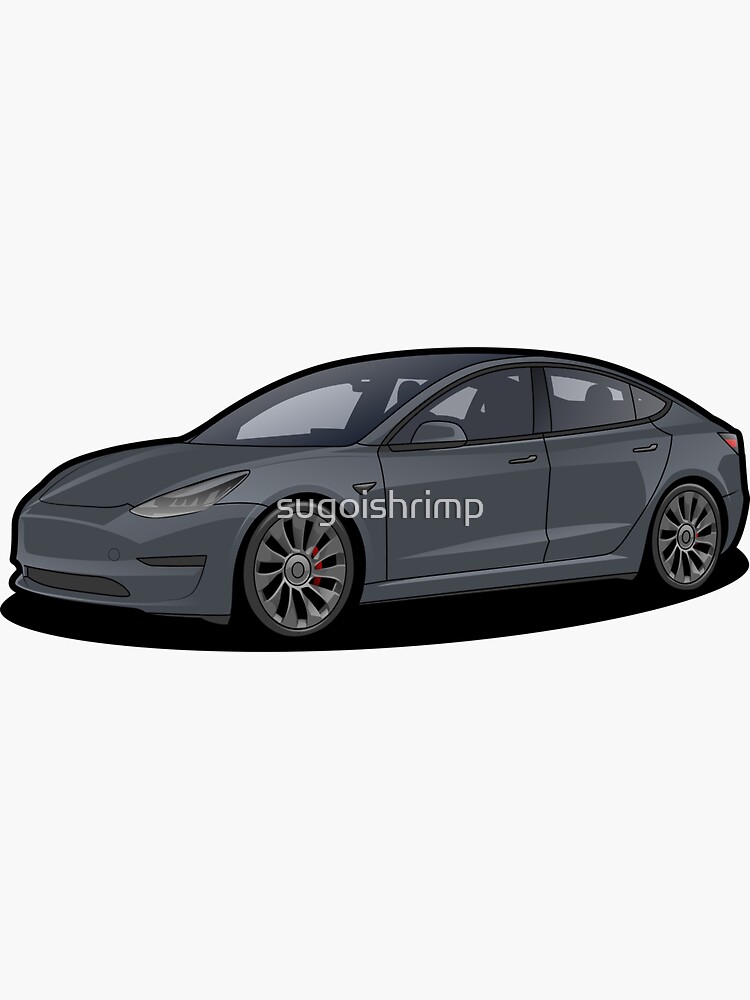 Tesla Model 3 Gray Sticker by TeslaMotion