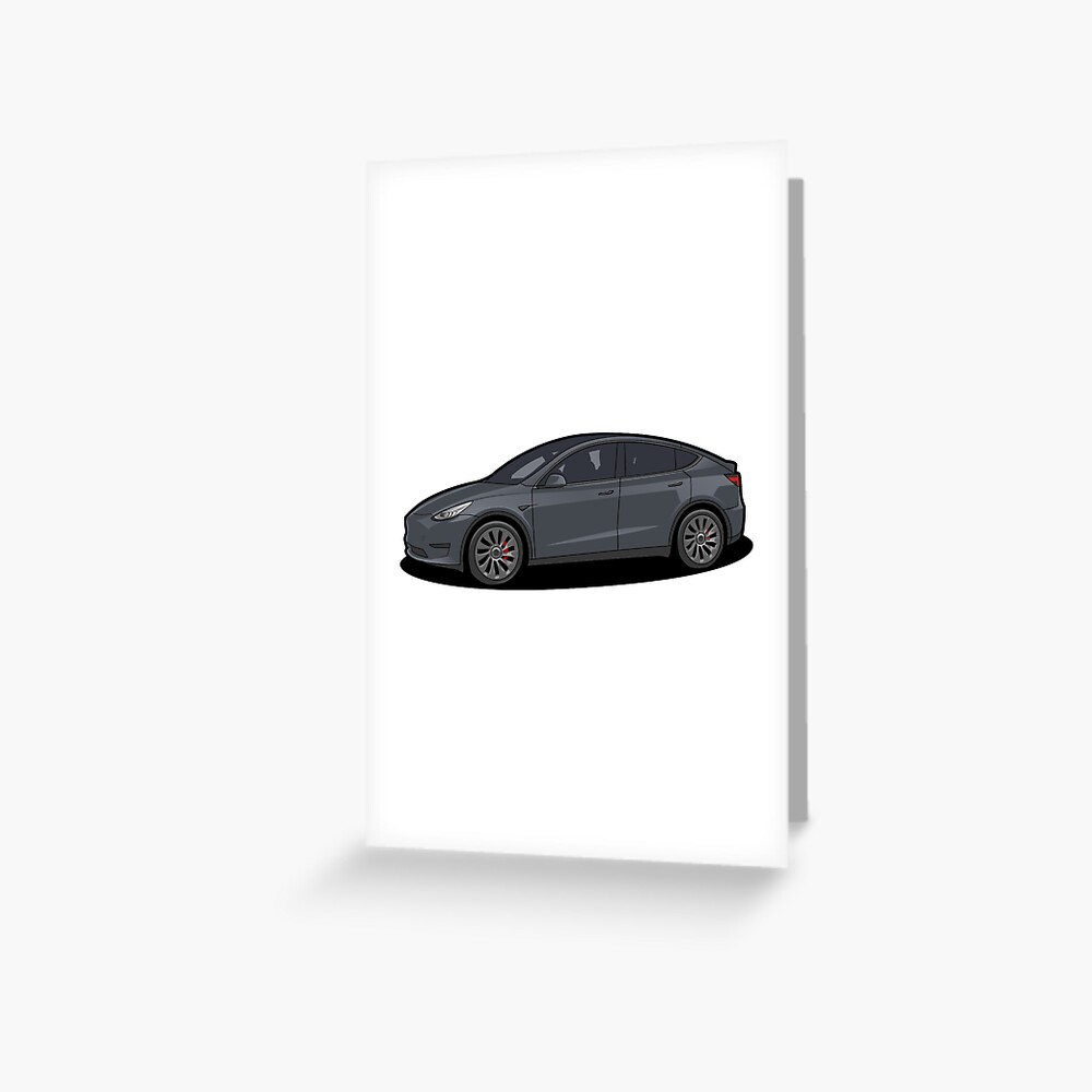Grußkarte for Sale mit Tesla Model Y Silber von sugoishrimp