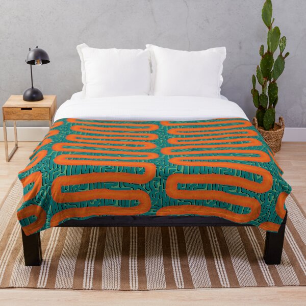 Item preview, Teal and Orange Doodle Meander designed and sold by Miranda Benson.