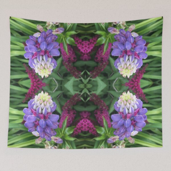 Item preview, Botanical Beauty: Lilac Lupin meets Magenta Buddleia for Emerald Fusion  designed and sold by RoseAromas.