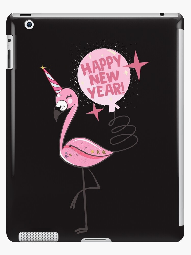 Happy new year with pink flamingo  iPad Case & Skin for Sale by