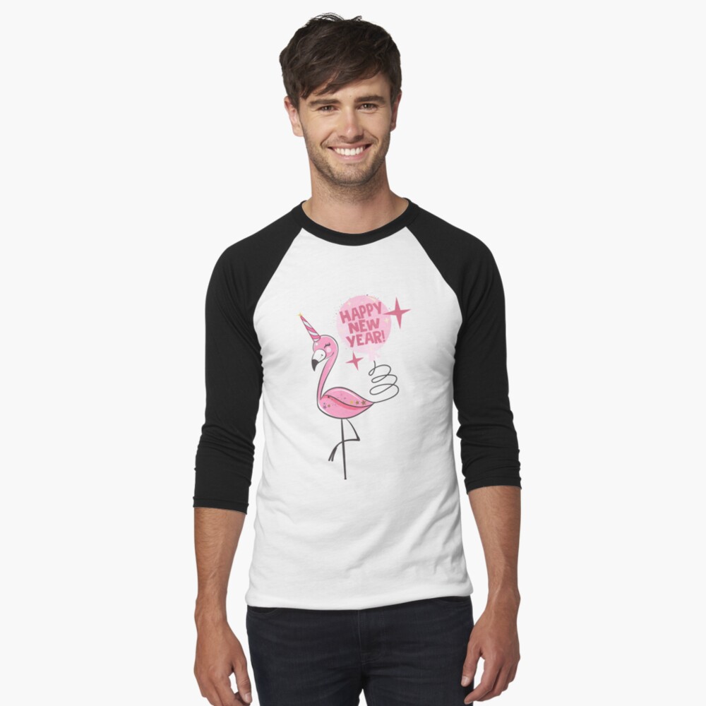 Happy new year with pink flamingo  Kids T-Shirt for Sale by EclairVanilla