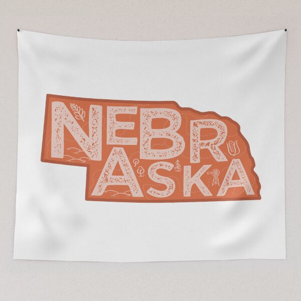 Item preview, Nebraska Map Typography Red designed and sold by HelloGentry.