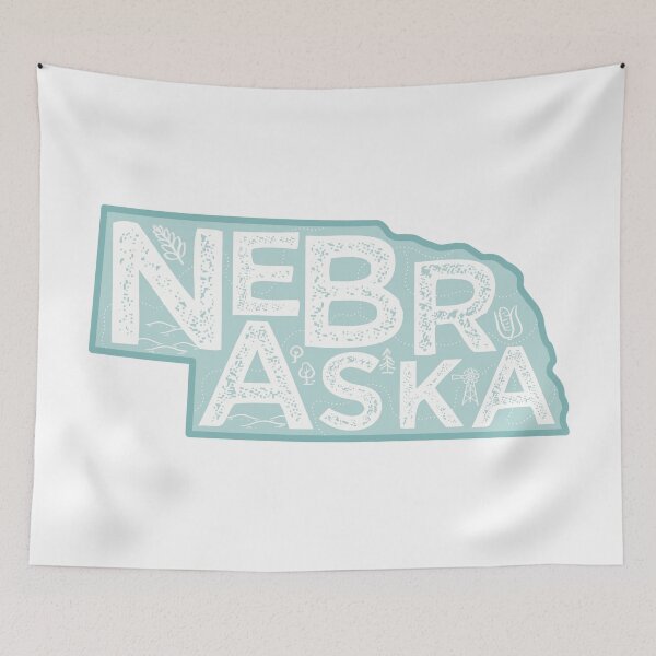 Item preview, Nebraska Map Typography Blue designed and sold by HelloGentry.