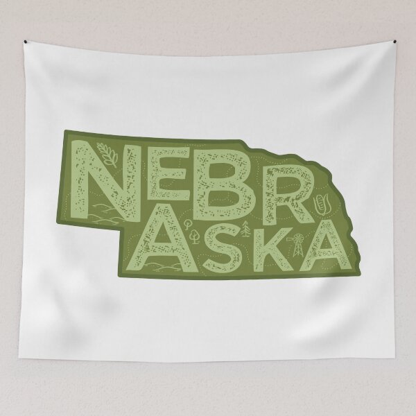 Item preview, Nebraska Map Typography Green designed and sold by HelloGentry.