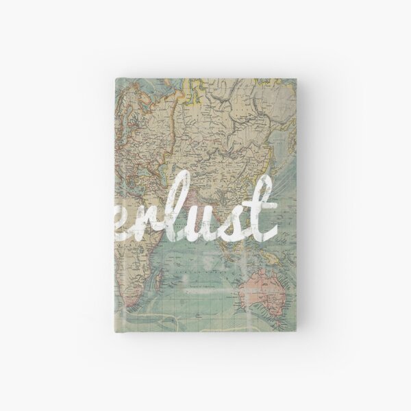 wanderlust on vintage map Hardcover Journal
