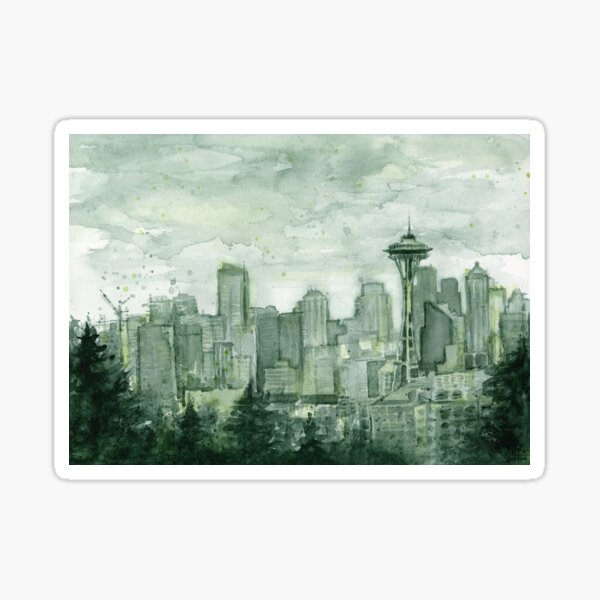 SEATTLE WASHINGTON CITY SKYLINE CITYSCAPE CAR WALL DECAL BUMPER STICKER SEATTLE WASHINGTON CITY SKYLINE CITYSCAPE CAR WALL DECAL BUMPER STICKER