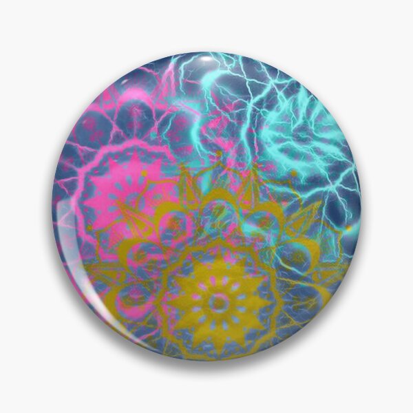 Item preview, Psychedelic Electric Mandala in Teal Pink and Gold designed and sold by ittybittyowl.