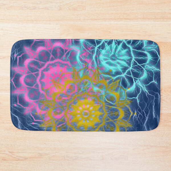 Item preview, Psychedelic Electric Mandala in Teal Pink and Gold designed and sold by ittybittyowl.