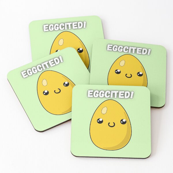 Item preview, Eggcited! Egg Tshirt Tee Shirt Cute Funny Kawaii Graphic Cartoony Design for Apparel Accessories Home Decor Skins Totes Bags Wall Art Stickers designed and sold by Rocbebe.