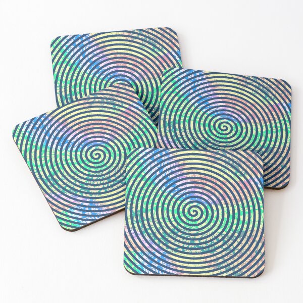 Aperçu de l'œuvre Hipster arc-en-ciel avec spirale bleue créée et vendue par ittybittyowl.