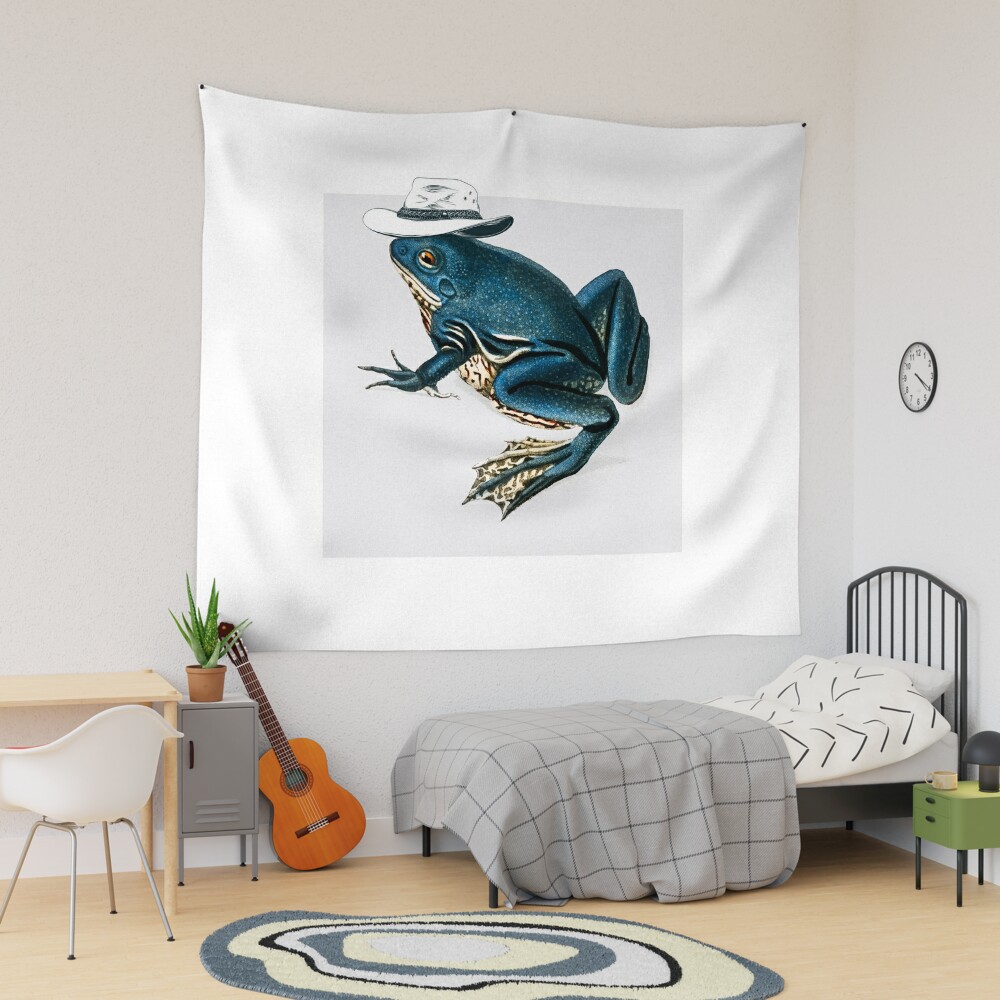 Frog With A White Straw Hat Funny Cowboy Frog  Tapestry for Sale by  Outlander-tees