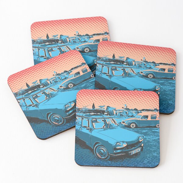 Item preview, Retro French Cars In The Meadow, Pop Art Comic Illustration designed and sold by D-Spot Shop.