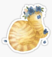 Flower Cat - Yellow Striped With Blue Sticker