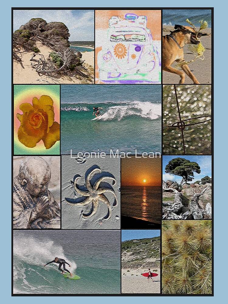 Collage Surf Tee Design Margaret River Western Australia by yallmia