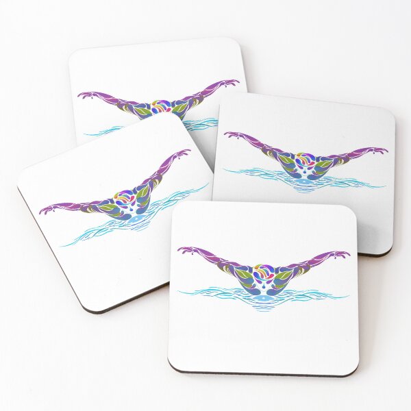 Item preview, A colorful swimmer does the butterfly stroke designed and sold by Zwembad Vergelijker.