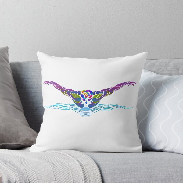 Item preview, A colorful swimmer does the butterfly stroke designed and sold by Zwembad Vergelijker.