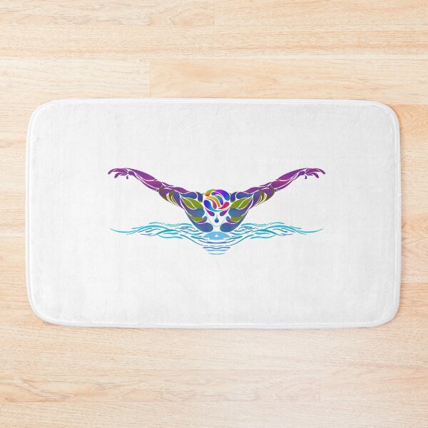 Item preview, A colorful swimmer does the butterfly stroke designed and sold by Zwembad Vergelijker.
