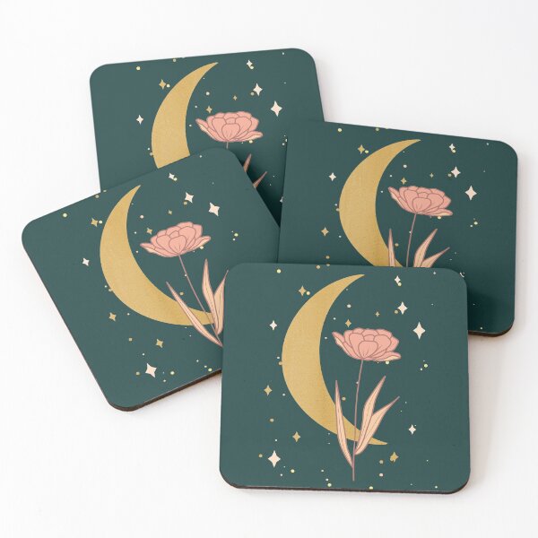 Item preview, Mystical Moon Art with Pink Flower Design designed and sold by ArtStore20.