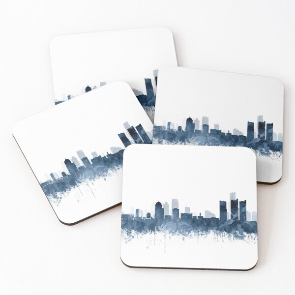 Item preview, Detroit Skyline Navy Blue Watercolo by Zouzounio Art designed and sold by zouzounioart.