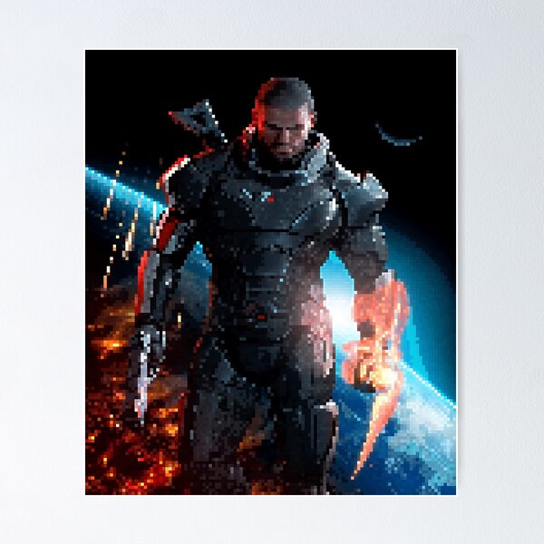 Artikel-Vorschau von Commander Shepard - Retro Pixel Art, designt und verkauft von boostee.