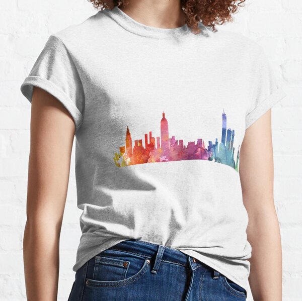 Skyline colorido de Nueva York 2 Camiseta clásica