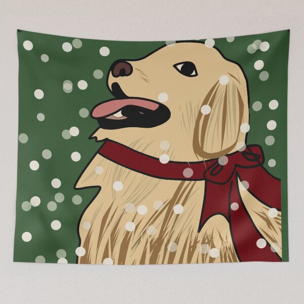 Item preview, Christmas dog-golden lab pup designed and sold by Mermaidssparkle.