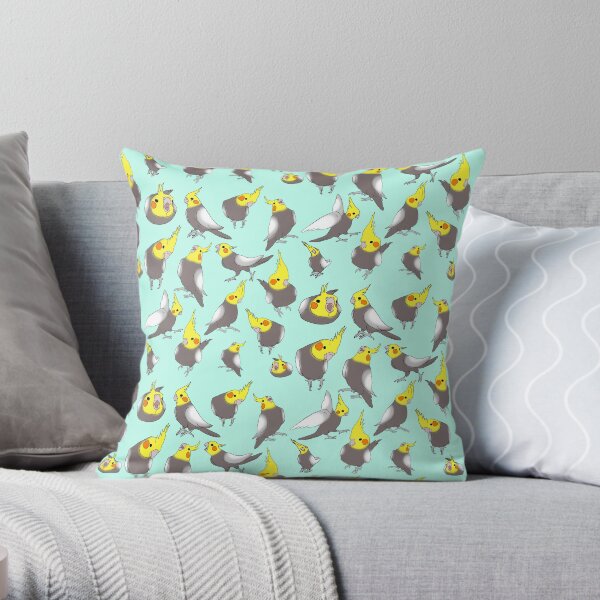 cockatiel doodle pattern Throw Pillow