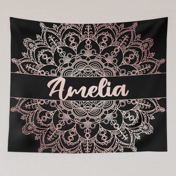 Item preview, First name Amelia mandala in rose gold designed and sold by felinefeelings.