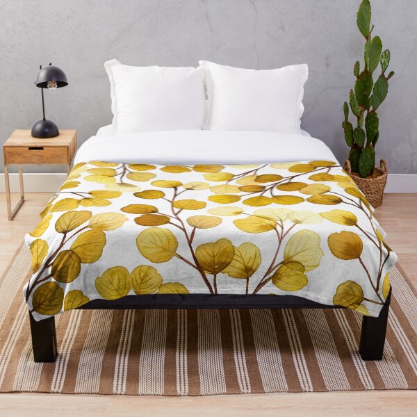 Item preview, Eucalyptus Print, Yellow Foliage Art, Botanical Leaves Branch Art designed and sold by lunaisdrawing.