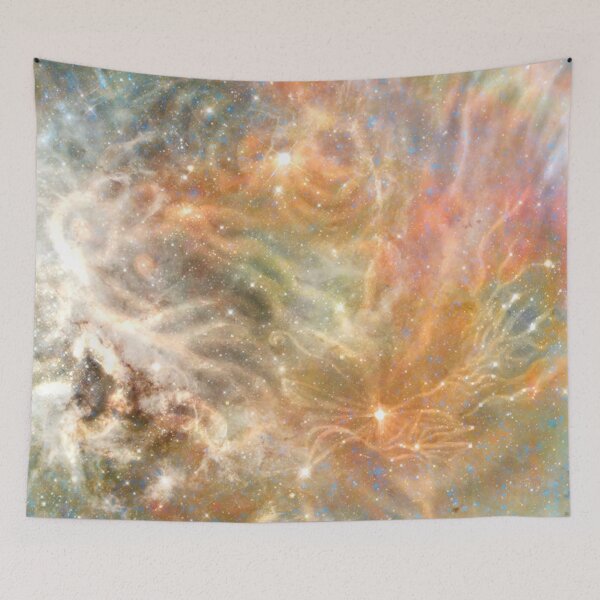 Item preview, Cosmic Flower - Abstract Digital Painting - Blue, Green, Orange and Red Galaxy Stars Art designed and sold by PiperArtDesign.