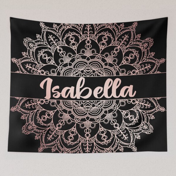 Item preview, First name Isabella mandala in rose gold designed and sold by felinefeelings.