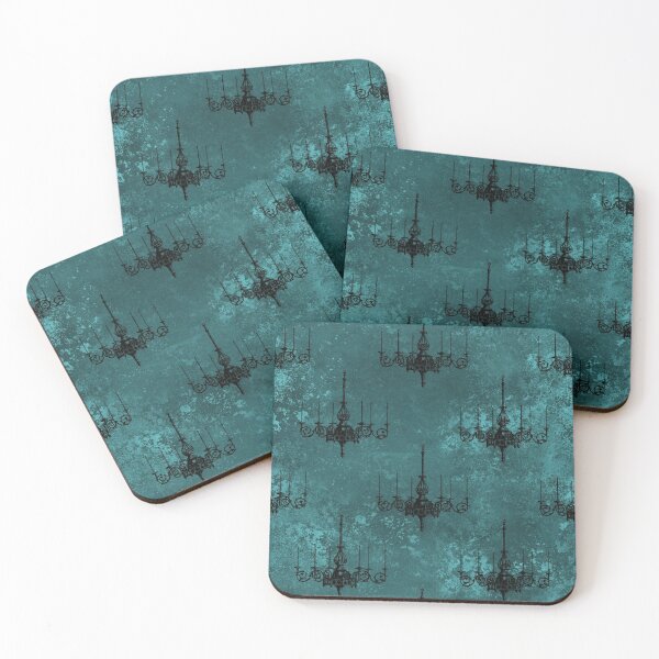 Item preview, Black chandelier on a distressed green background designed and sold by AnnieHochmann.