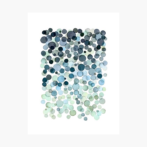 Vista previa del artículo con la obra «Burbujas de acuarela azul y verde», diseñado y vendido por lunaisdrawing.