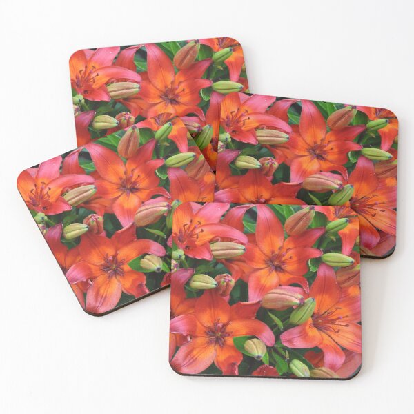 Item preview, Red Asiatic lilies in bloom and bud designed and sold by FunkiFunki.