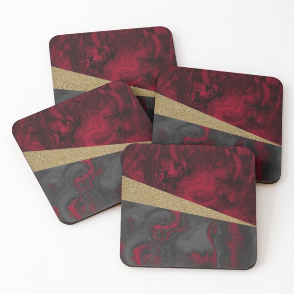 Item preview, Red grey and gold floating abstract art designed and sold by BilgePaksoylu.