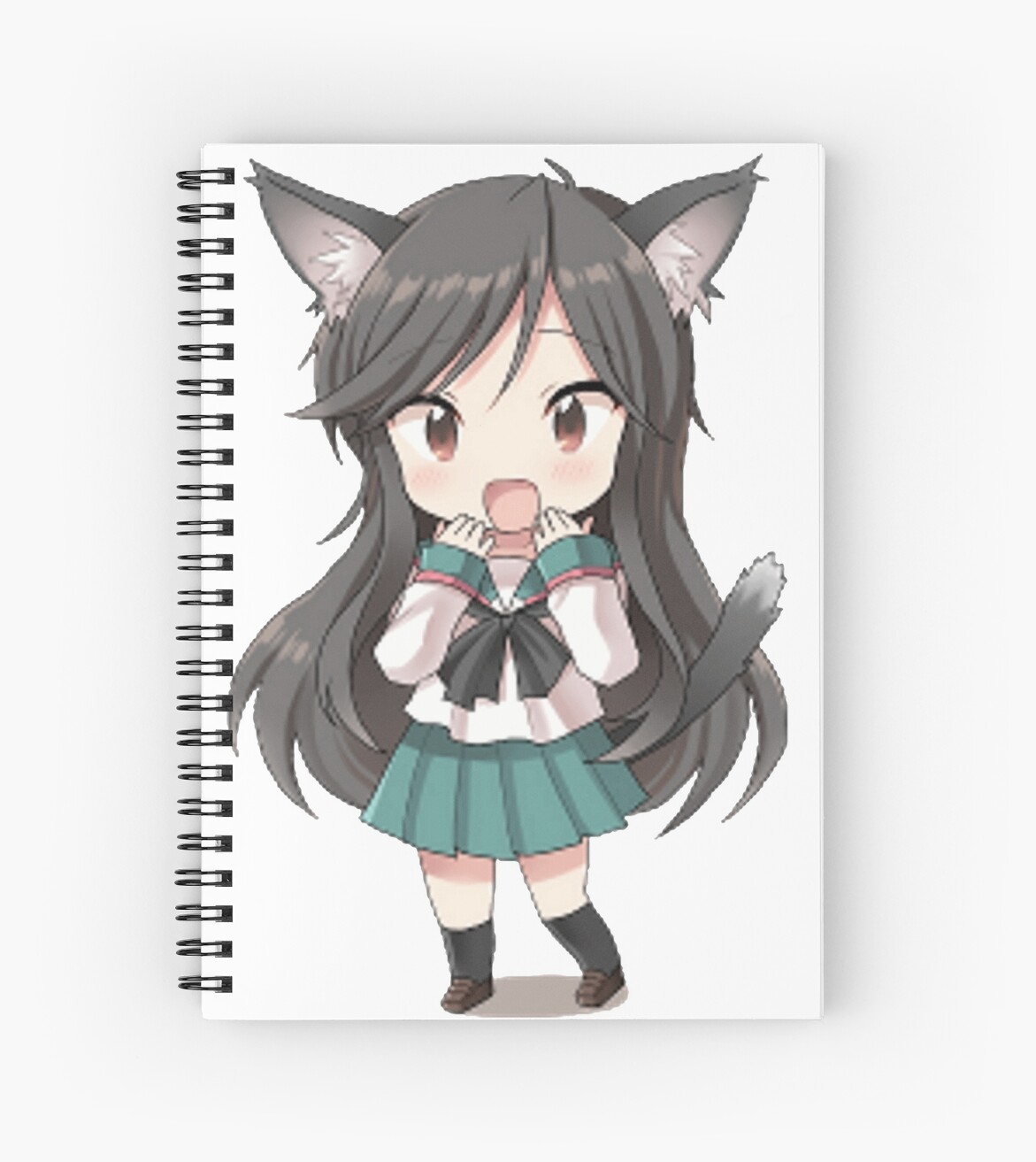  Anime cat girl chibi Spiral Notebooks by Xithyll Redbubble