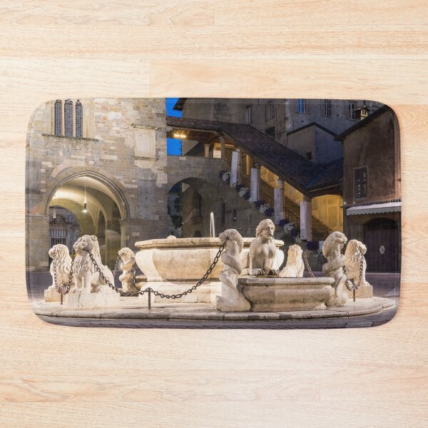 Item preview, Beautiful Bergamo at Night - Fontana Contarini Fountain on Piazza Vecchia designed and sold by Georgia Mizuleva.