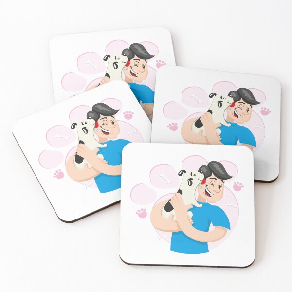 Item preview, Illustration mascot bob hugging a dog demonstrating a lot of affection designed and sold by LucianoCosmo.