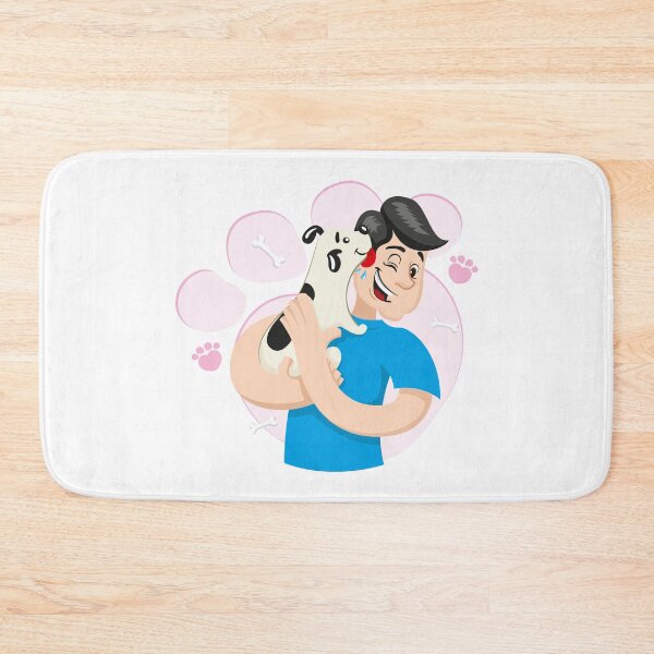 Item preview, Illustration mascot bob hugging a dog demonstrating a lot of affection designed and sold by LucianoCosmo.
