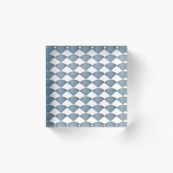 Blue and white fan design Acrylic Block