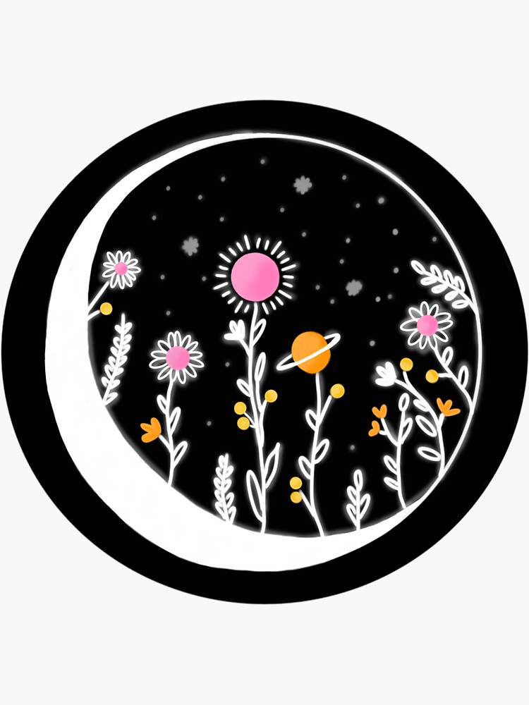 "moon flower child" Sticker for Sale by abarth75 Redbubble