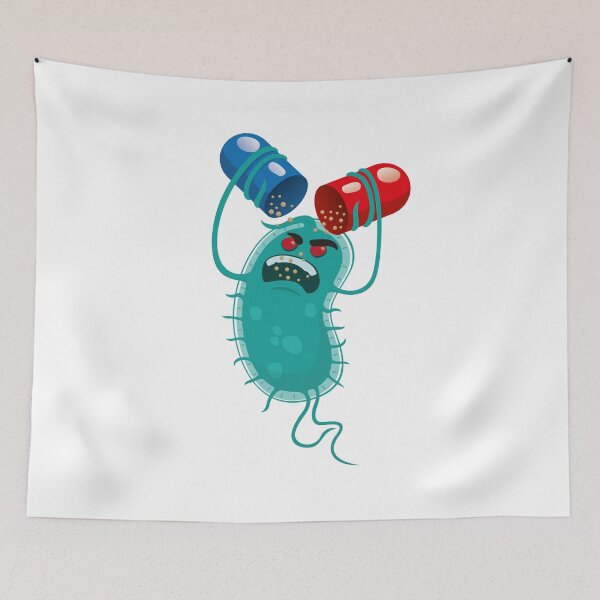 Item preview, Cartoon representation of a super bug a microorganism, feeding on the drug or antibiotic designed and sold by LucianoCosmo.