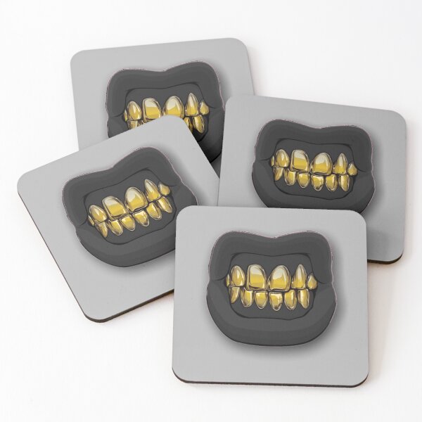 Item preview, BLACK LIPS WITH GOLD GRILL GNASHERS, TEETH designed and sold by TRENDATTHETOP.