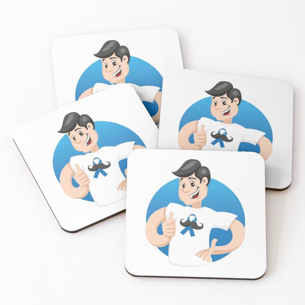 Item preview, Male mascot supporting blue November, against prostate cancer, wearing a white shirt with blue tape and mustache.  designed and sold by LucianoCosmo.