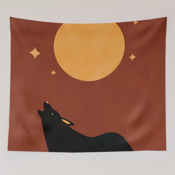 Item preview, Impresión de luna, lobo, arte de la pared, boho, minimalista designed and sold by technicolorable_art.